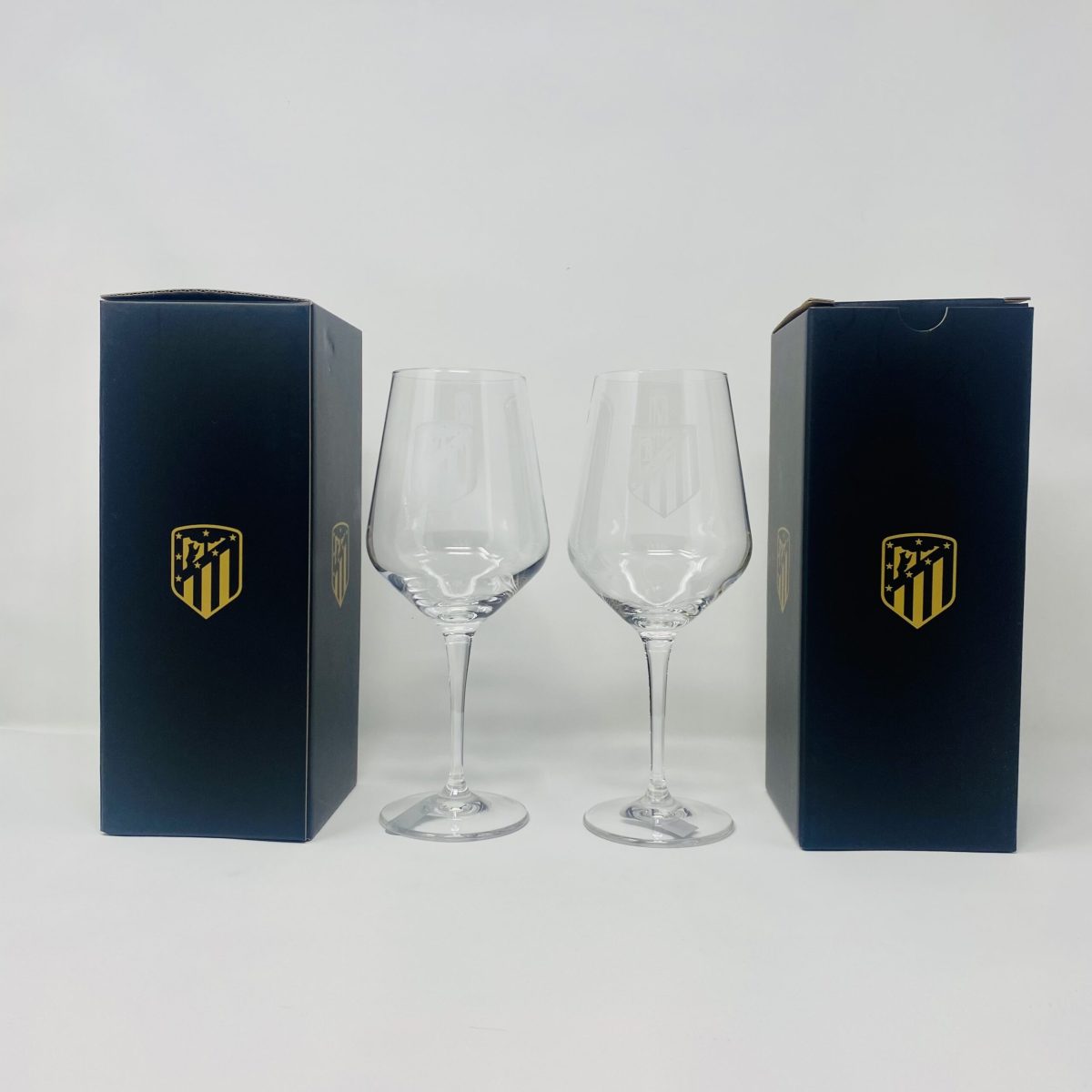 Pack 2 Copas de Vino Atlético de Madrid con Packaging Escudo Oro